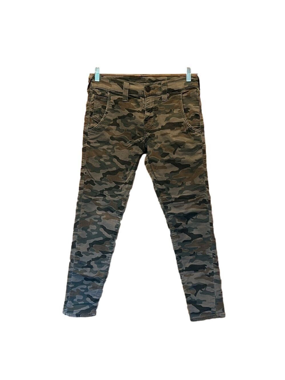True Religion Men's Army Green Camo Finn Slim Tapered Adjustable Waist Jeans 29